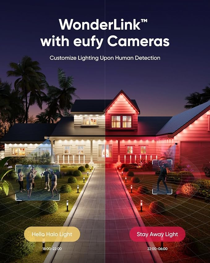 eufy Outdoor Pathway Lights E10 4-Pack Smart Wired RGBWW LED Landscape Lights 350lm IP65 Waterproof for Yard Work with Alexa Endless AI Light Themes for Christmas Halloween Link with Cameras