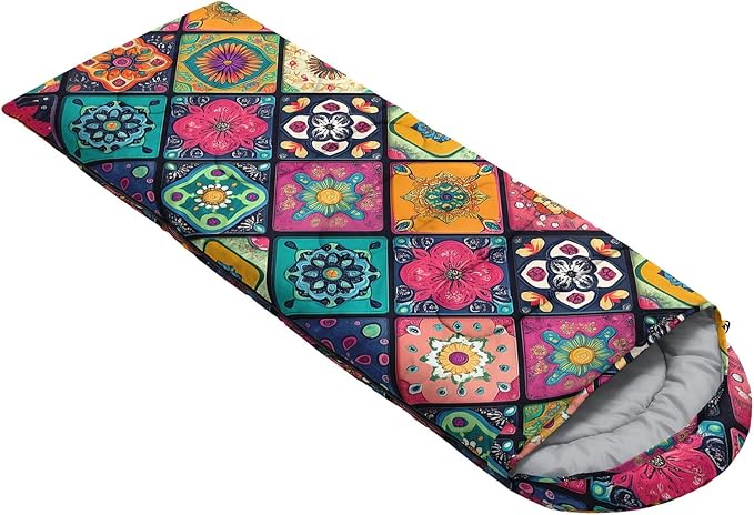 Kids Sleeping Bag for Boys GirlsBlue Ripples Print-Lightweight Warm Portable Outdoor Indoor-Waterproof Cold Weather Resistant Sleeping Bag for Camping Hiking