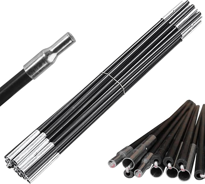 Tent Poles Replacement 8MM 12.8Ft Length Adjustable Fiberglass Tarp Poles 18 Sections Supporting Awning Rods for Camping Backpacking
