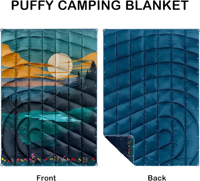 Camping BlanketLightweight Puffy Printed Camping Blanket Packable Outdoor Blanket for CampingTraveling Stadium Hiking Picnics