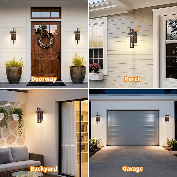 tewei LED Outdoor Wall Sconce Dusk to Dawn Outdoor Lighting Modern Exterior Lighting Fixtures Brown LED Front Porch Lights Outside Wall Mount Lights for House Hallway Warm White 3000K 1 Pack