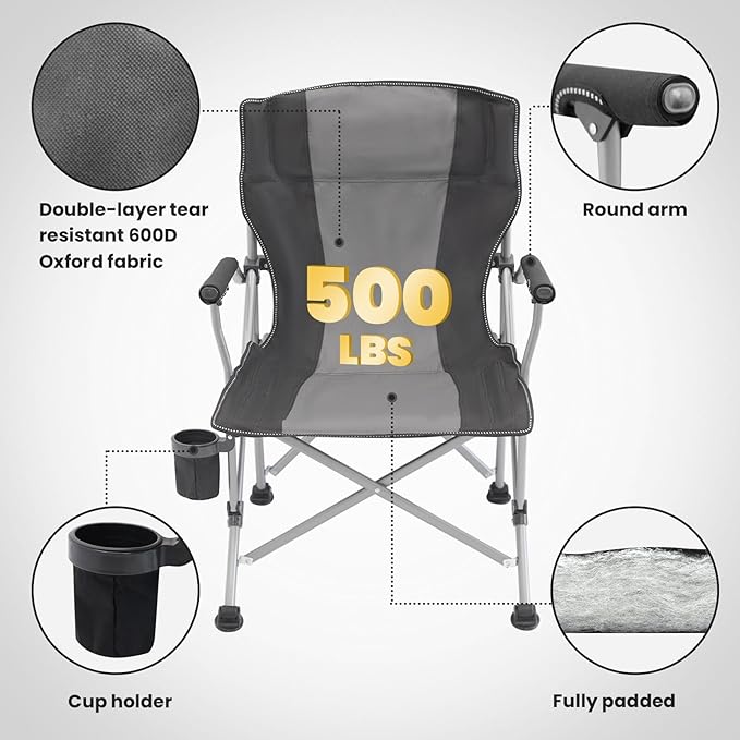 WILDROOTS Heavy Duty Camping Chair Durable Padded Folding Chair