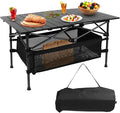 Portable Camping Table Outdoor Folding Table with Basket Storage and Carrying Bag Ultralight Aluminum Alloy Roll-up Top Design for Camping Picnic BBQ Beach Party
