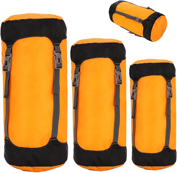 3Pcs Compression Sack Wateproof &amp Adjustable Nylon Sleeping Bag Compression Sack with Drawstring Lightweight for Traveling Camping Hiking Backpacking | Bags for Travel