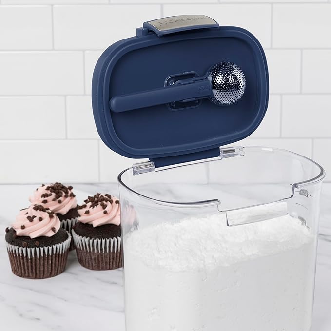 ProKeeper+ Airtight Food Storage Container Set – Clear Plastic Flour and Sugar Canister Set with Magnetic Accessories for Kitchen Organization (Navy 9-Piece)