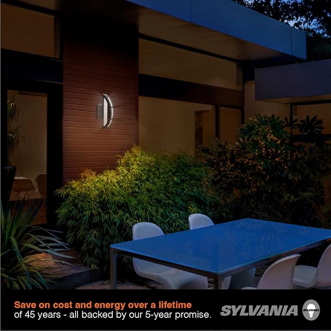 Sylvania Wall Mount Round LED Light Sconce 12.5W 5 CCT (2700/3000/3500/4000/5000K) 80 CRI 450 LMS Black with Sensor - 1 Pack (63472)