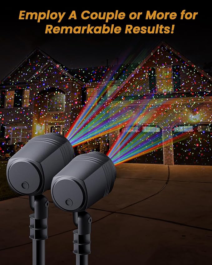 Christmas Laser Lights Outdoor RGB (Red Green Blue) Light Projector with RF Remote and Timer for Parties &amp Wedding Brighter Projection Lights for Christmas Holidays and Garden Decor