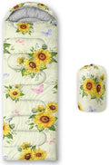 Sunflower Sleeping Bags for Adults KidsYellow Backpacking Camping Sleeping Bag for Girls Boys Lightweight Waterproof Cold/Warm Weather Sleeping Bag for All Season Outdoor Travel with Compression Bags