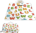 MNSRUU Picnic Blanket Waterproof Foldable ABC Simple Cartoon Large Outdoor Picnic Beach Camping Blanket Travel Mat Shoulder Strap Tote Rectangle 57x59in