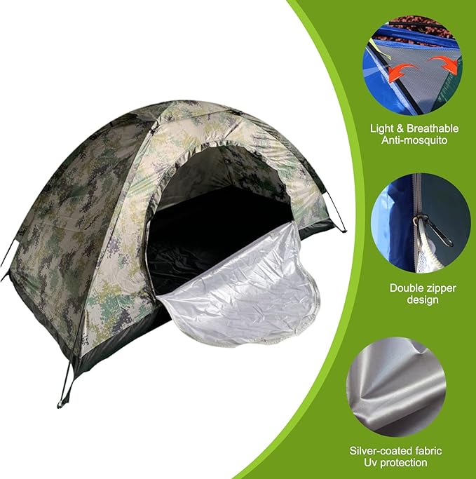 One Man Tent 1 Person Tent Waterproof Windproof UV-Resistant One Man with Mesh Ventilated Bug-Proof Backpacking Foldable Portable Camping for Daily Use