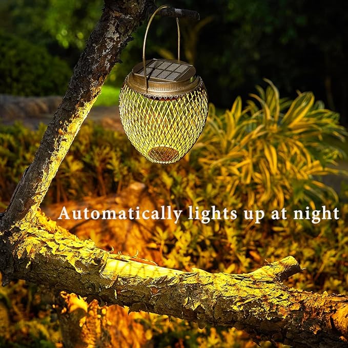 Solar Lantern Outdoor Waterproof IP65 Hanging Lights Outdoor Garden Metal Lanterns Decorative Lighting Powered for Yard Patio Pathway（2 Pack Black）