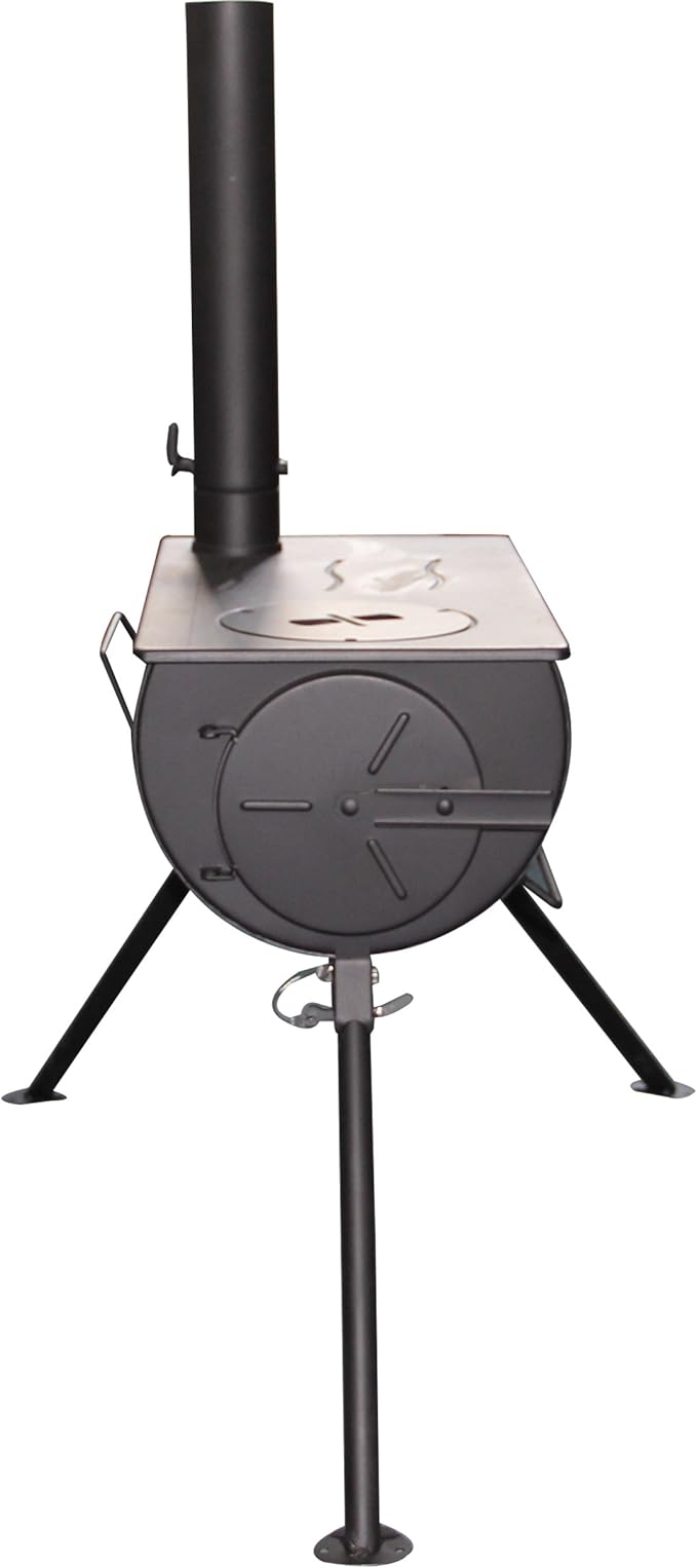 Portable Camping wood stove. Military style. Frontier Stove Tent Heater Ice Fishing with venting &amp Carry case. 25 lbs.