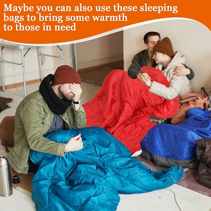 Macarrie 10 Pcs Bulk Sleeping Bags for Homeless Donation Shelter Adults 0 Degree Waterproof Sleeping Bags with Compression Sack for Cold Weather Emergency Hiking Camping Warm