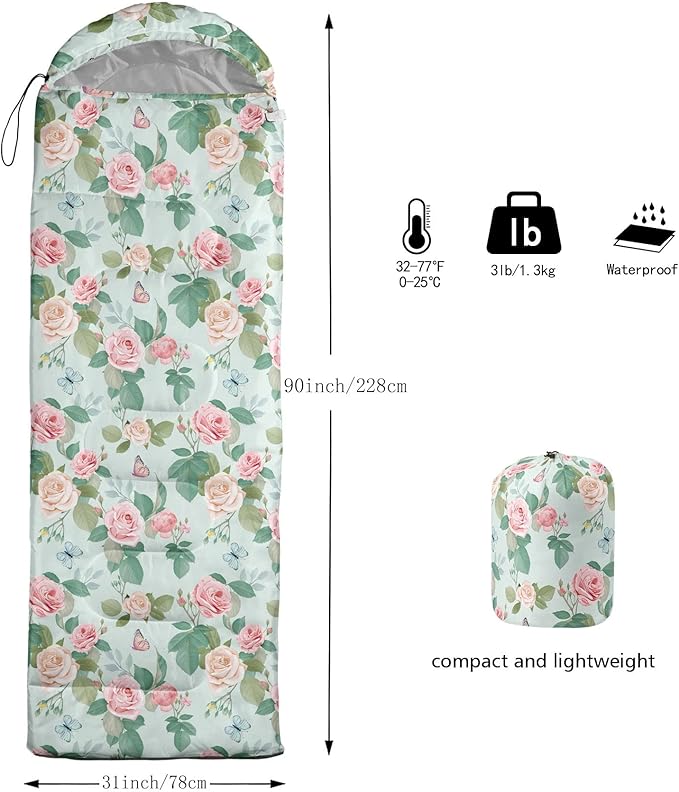 Kids Sleeping Bag for Boys GirlsRocket Moon Print-Lightweight Warm Portable Outdoor Indoor-Waterproof Cold Weather Resistant Sleeping Bag for Camping Hiking
