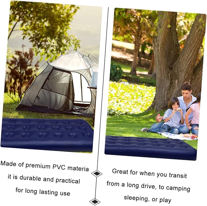 1Pc Inflatable Camping Air Mattress Bed Foldable Single Cushion for Outdoor Use Durable Sleeping Mat with Honeycomb Design for Travel and Easy Storage