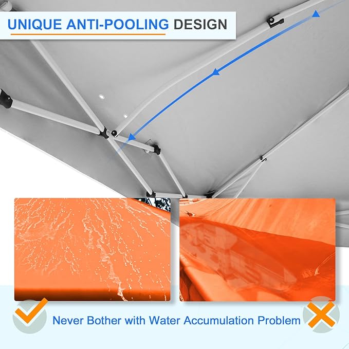 EAGLE PEAK Pop Up Canopy Tent with Wheeled Carry Bag 8 Stakes 4 Ropes 4 Weight Bags Easy Set Up Tent Canopy 12x12 ft 144sqft of Shade Orange