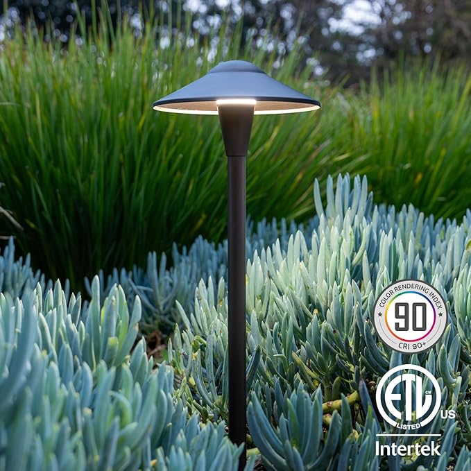 LEONLITE Update 5CCT Low Voltage Pathway Lights LED Landscape Path Lights 1800/2700/3000/4000/5000K Saucer Head 12-24V AC/DC IP65 Outdoor Walkway Light Oil Rubbed Bronze Aluminum Pack of 6
