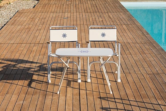 FORMA MARINE Boat Chair Blue Deck Folding Marine Aluminum Teak Furniture M100B