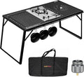 Onlyfire IGT Camping Table Kit with Propane Gas Stove and Carrying Case Portable Folding Camp Table IGT Unit Combination Combo for Picnic RV Car Trip Tailgating Patio Backyard GS337
