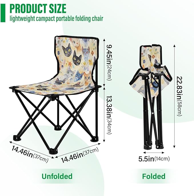 KLL Beauty Devon Rexcats Gold Foldable Foldable Chair Ultra Lightweight Youth Camping Chair Carry Bag Included Hiking Chair for Traveling Camping