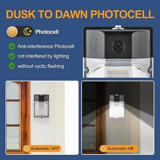 30W LED Wall Pack Light with Dusk to Dawn Photocell 4Pack 3CCT 4000/5000/6500K 15/20/25/30W Selectable LED Wall Lights Outdoor Security Lighting for House Garage Yard Garden 100-277VAC ETL Listed