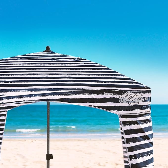 Qipi Beach Cabana - Easy to Set Up Canopy Waterproof Portable 6' x 6' Beach Shelter Included Side Wall Shade with UPF 50+ UV Protection Ultimate Sun Umbrella - for Kids Family &amp Friends