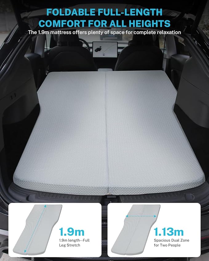 Gonex Foam Mattress for Tesla Model Y 3 2 Foam Car Camping Mattress with Washable Mesh Cover for Superior Support Foldable with Storage Bag Fits Frunk Trunk Portable for Road Trips 75 x 44.5