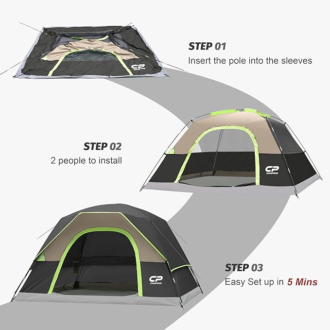 Tents for Camping 4 Person Tent Waterproof Windproof Double Layer Camping Tent Easy Setup Dome Tent with Large Mesh Windows &amp Wider Door for Outdoor Camping &amp Hiking