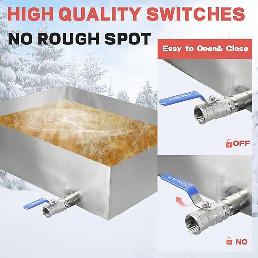 Maple Syrup Evaporator Pan 304 Stainless Steel Maple Syrup Evaporator with Valve and Thermometer 11Gal Feed Pan for Boiling Maple Syrup 24 x 18 x 6 Inch Maple Syrup Making Supplies for Home