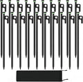20Pcs Tent Stakes 16in Heavy Duty Tent Stakes Dia 0.35 Forged Steel Stakes Heavy Duty for Tent Used on Rocks Grassland Snowfield(20Pcs 16in Stakes)