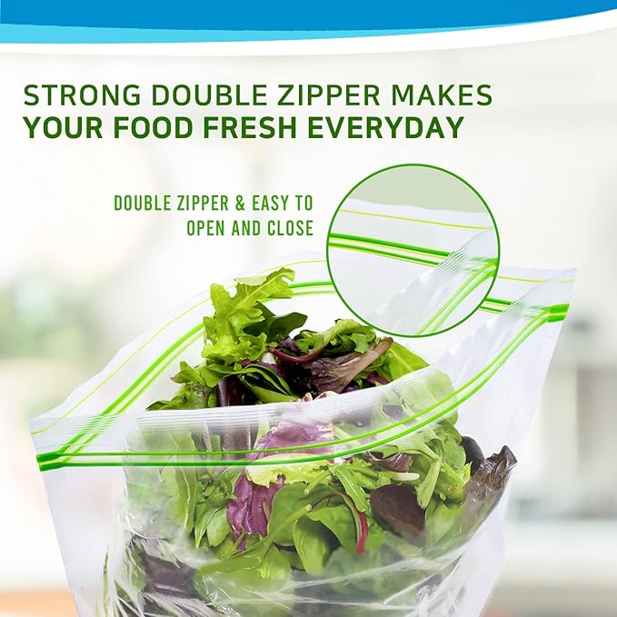 CLEANWRAP Clean Zipper Bag (Mix 225) - Food Storage Plastic Bags for Food Food Slider Bag Zip Lock I Medium Zip Bags for Storage
