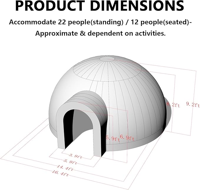 SAYOK Outdoor Portable Inflatable Igloo Dome Tent with Led Light for Party Wedding Event Camping
