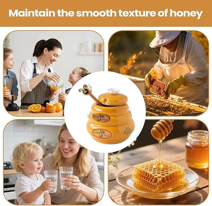 Honey Dispenser Cute Small No Drip Pot Honey Dispenser No Drip Jar for Syrup Jam Sauce Home Apartment Kitchen Office Dorm Farmhouse Restaurant Baking