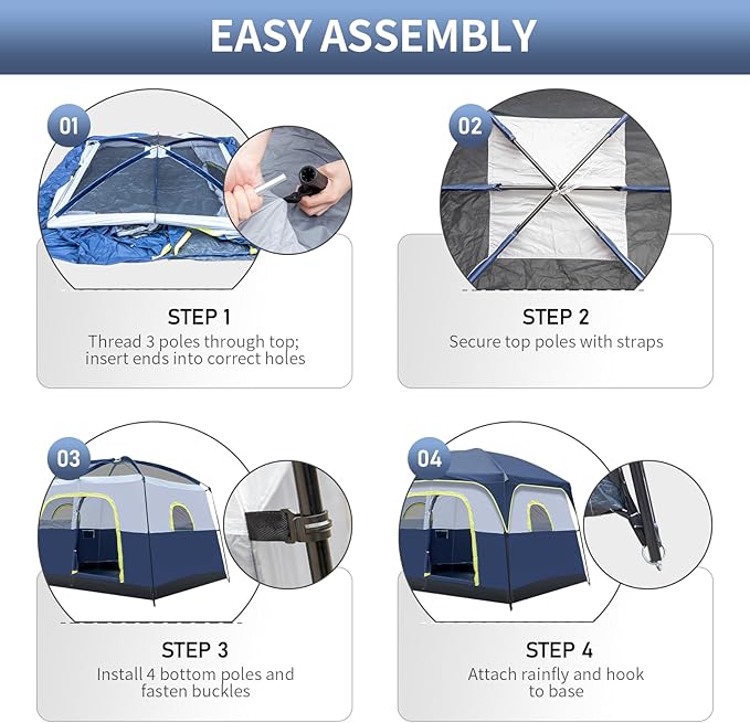 Outvita 6 Person Camping Tent with Carry Bag Waterproof Windproof Easy Setup Portable Family Camping Tent with 1 Mesh Door &amp 5 Large Mesh Windows 10'X9'X83in