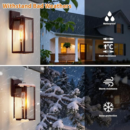 2 Pack 15'' Oil Rubbed Bronze Outdoor Front Porch Lights for Outside Large Exterior Lighting Fixtures Wall Mount for House Wall Sconce Lamp Waterproof Lantern Coach Lights for Garage