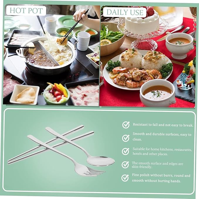 1 Set Set Fork Spoon Chopsticks Stainless Steel Utensils Set Serving Utensils Stainless Steel Travel Cutlery Travel Utensils Spoon and Chopstick Set Chopstick Chopstick Rest