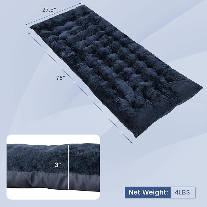 GOFLAME Camping Cot Mattress Sleeping Cot Pad with Soft and Breathable Crystal Velvet 75” x 27.5” Lightweight Comfortable Camping Cot Pad for Outdoor Hiking Vacation Traveling