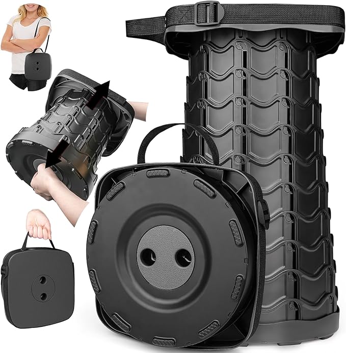 3PCS Square Stools 400lbs Max Weight Lightweight But Sturdy Portable Retractable Folding Telescoping Foldable Camping Stool for Adults Outdoor Fishing Hiking Travel BBQ