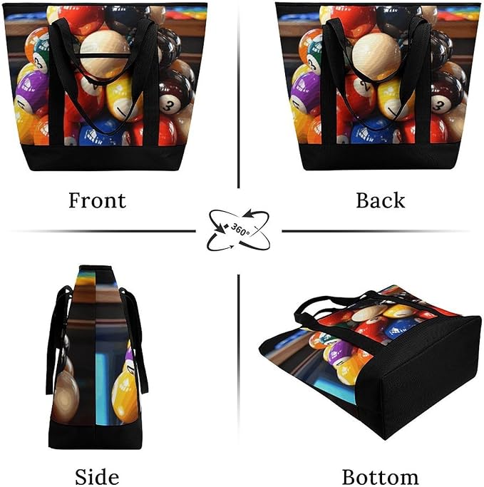 Insulated Shopping BagLarge Reusable Cooler Bags Color Billiards Printed Foldable Shopping BagTravel Waterproof Shoulder Bag