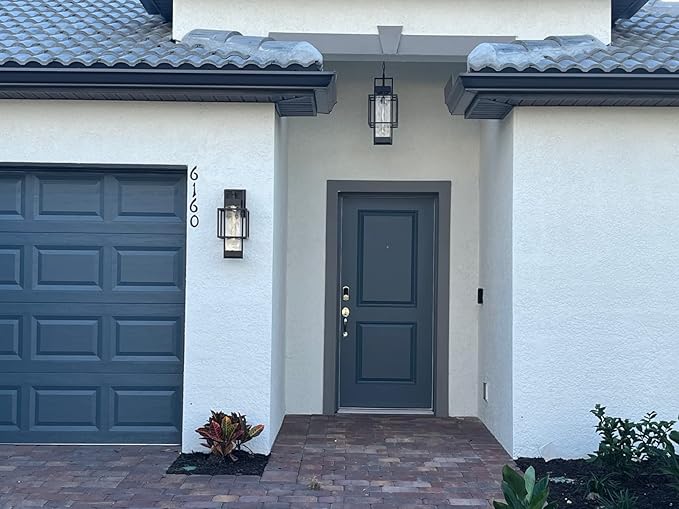 PARTPHONER Modern Outdoor Light Fixtures Dusk to Dawn Outdoor Lighting 2 Pack 15 Exterior Wall Sconce Waterproof Porch Light Outside Lamp for House with Water Glass for Garage Doorway
