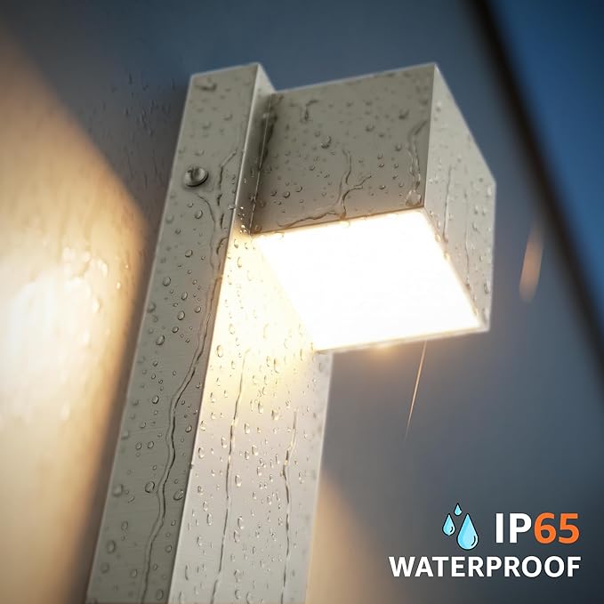 2 Pack 13 Modern Outdoor Led Wall Light16W 3000K 1200Lumen Porch &amp Patio Hardwired Wall Mount Wall SconcesExterior IP65 Waterproof Aluminum Wall Lamp for Front Door Garage Garden(Nickel)