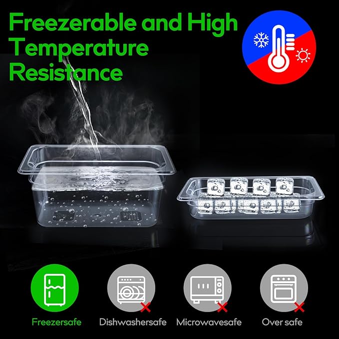 6 Pack 1/3 Size 4'' Deep Clear Food Pans with Lids Commercial Food Pans Polycarbonate Transparent Food Storage Containers Stackable Plastic Pan with Capacity Scale Restaurant Supplies Hotel Pan