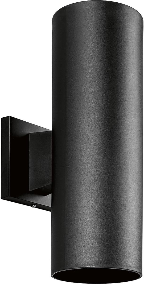 Progress Lighting 5-Inch Cylinder Outdoor Wall Sconce 2-Light Modern Wall Mount Up and Down Lights Interior and Exterior Lighting for Home or Porch Polycarbonate Construction Black (P5713-31)