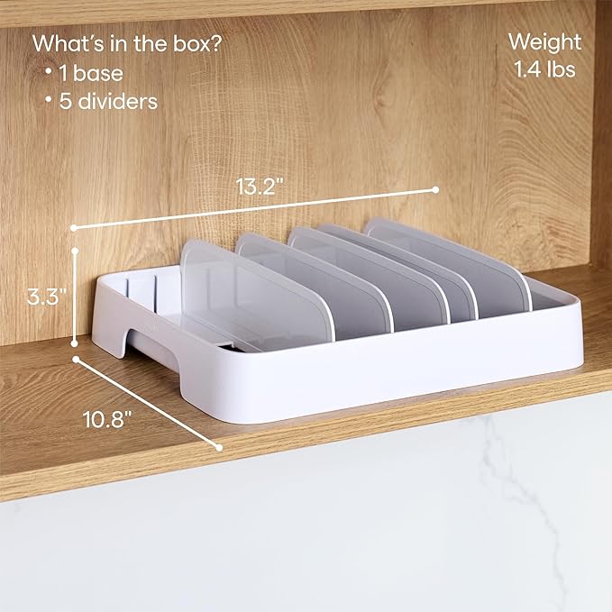 YouCopia StoraLid Adjustable Food Container Lid Organizer for Kitchen Cabinet Storage Large 24 Lids Premium Edition