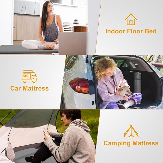 Self Inflating Sleeping Pad with Electric Pump 3.14 Ultra-Thick Memory Foam Camping Mattress Pad with Pillow Fast Inflating in 30s9.5 R-Value Insulated Camping Pad for Camping Car Travel LightGrey