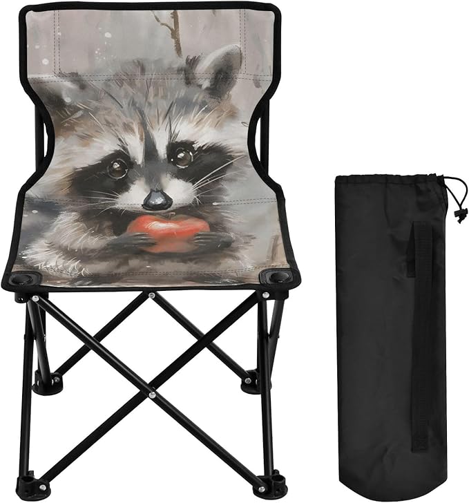 Poor Raccoon Portable Camping Chairs Folding Chair - Durable Oxford Fabric Lightweight Iron Frame Easy Fold Design - Ideal for Outdoor Activities Camping Fishing and Travel