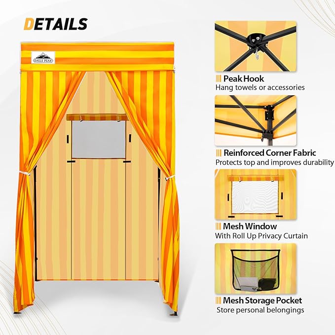 EAGLE PEAK Flex Compact 4x4 Pop-up Canopy Changing Room Portable Privacy Dressing Room for Indoor Fashion Photoshoots Camping or Pool Yellow/Orange