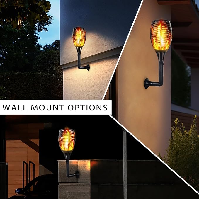 I-SHUNFA 96 LED Outdoor Waterproof Solar Torch Lights with 3 Modes—Flickering Flame Fade Effect or Full Brightness Automatic On/Off Landscape Decorations and Security Lights (4 Warm)