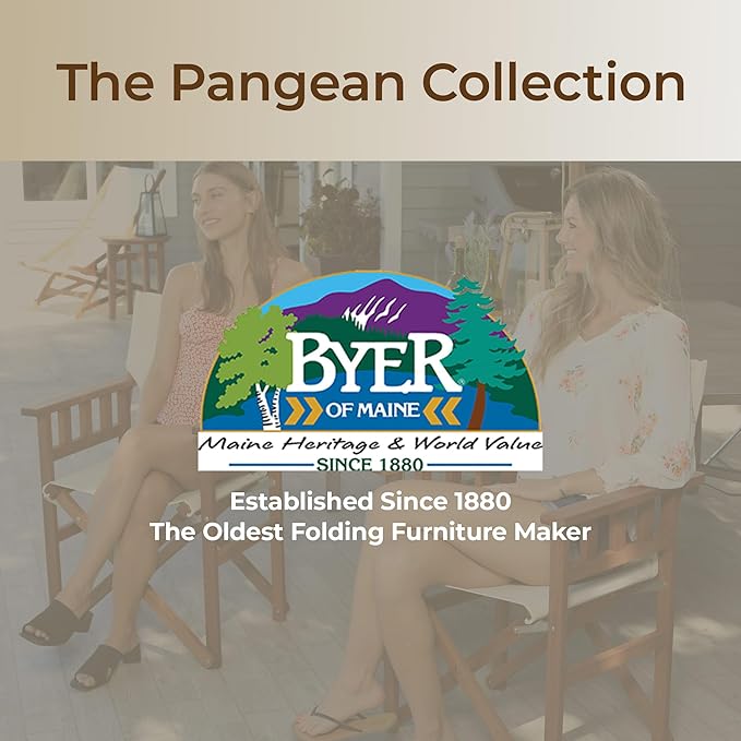 BYER OF MAINE Pangean Campaign Chair Portable Hardwood Folding Chair with Heavy-Duty Canvas Seat Material. Ideal Patio Deck &amp Camping Seat 20″d × 23″w × 36″h 250 lbs Capacity Granite