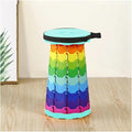 The Latest Portable Fun Casual Round Folding Chair Adjustable Plastic Fishing Stool Rainbow Telescopic Stooltool(Colorful cyan)